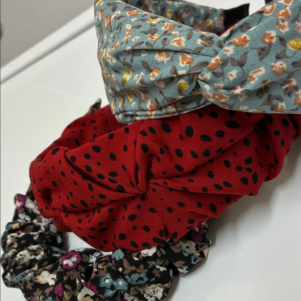 Floral and Polka‎ Dot Headband Set